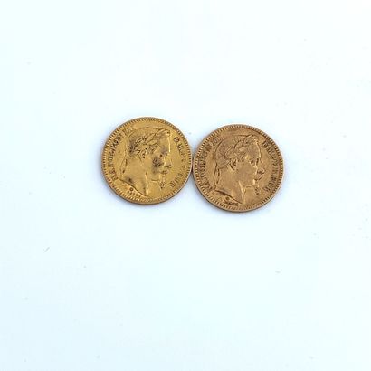 DEUX PIÈCES DE 20 francs OR 20 Francs, 1866, 1964.

Poids : 12,80 g.