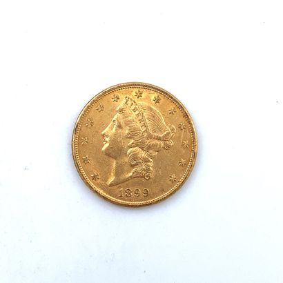 Une pièce de 20 dollars or 20 dollars, Liberty, 1899

Poids : 33.45 g.