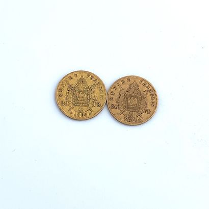 DEUX PIÈCES DE 20 francs OR 20 Francs, 1866, 1964.

Poids : 12,80 g.