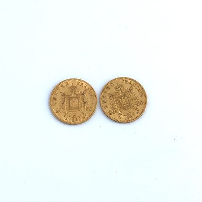 DEUX PIÈCES DE 20 francs OR 20 Francs, 1896 (2).

Poids : 12,90 g.