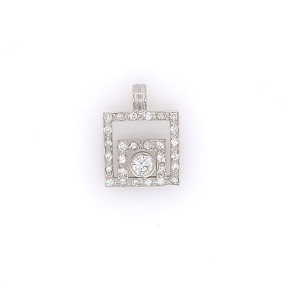 PENDENTIF en or gris et diamants White gold (750‰) PENDANT, forming two squares paved...