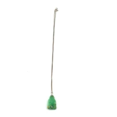 Fine CHAINE DE COU en or gris retenant un PENDENTIF en jade jadéite Fine white gold...