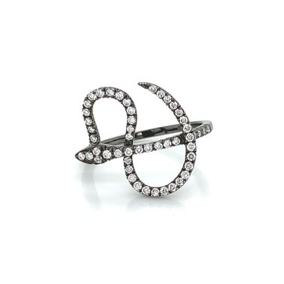 BAGUE en or noirci et diamants Blackened gold ring (750‰) representing a snake adorned...