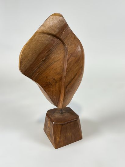 François POCHON (?-2007) - Sculpture de forme libre en bois de noyer