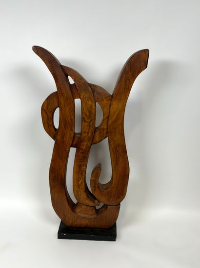 François POCHON (?-2007) - Sculpture en bois d'acajou d'Afrique