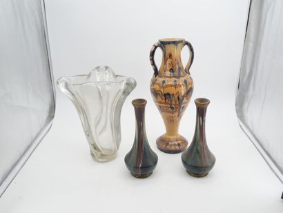 * Lot de vases * Lot de vases en verre de Murano, verre moulé, faïence, mosaïque,...