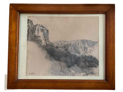 Marcel MANGIN (1852-1915) Marcel MANGIN (1852-1915) 
Paysage de montagne
Crayon et...