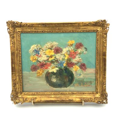 * Félix LABBÉ, Bouquet de fleur, trois huiles sur panneau * Félix LABBÉ (XIXe siècle)
Bouquet...