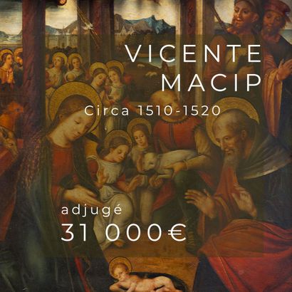 VICENTE MACIP ex Maîte de Cabanyes - Valence vers 1475-1550 Adoration des Bergers...