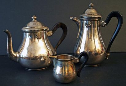 null Service à thé et café en métal argenté modèle coquille comprenant un pot à lait,...