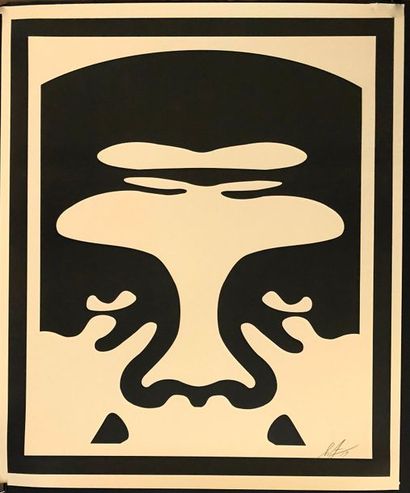 null Shepard FAIREY (1970 'André Giant (fond créme), Triptyque impréssion noire,multiple...