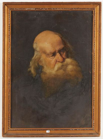  Ecole XIXe « Portrait de Léonard de Vinci ? » Huile sur carton 68x47 Gazette Drouot