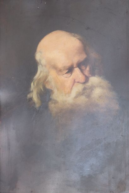  Ecole XIXe. « Portrait de Léonard de Vinci ? ». Huile sur carton. 68 x 47. Gazette Drouot
