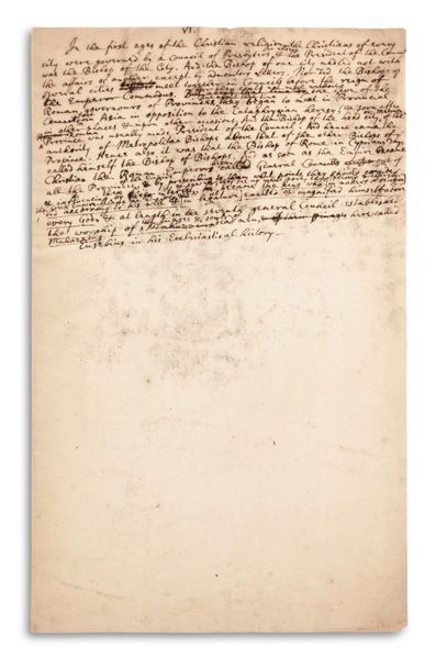NEWTON ISAAC (1642-1727). MANUSCRIT autographe ; demi-page in-fol. (petit manque...