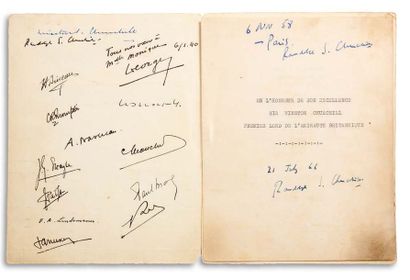 CHURCHILL WINSTON (1874-1965). Signed document, signed « Winston S. Churchill »,...