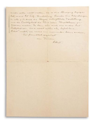 EINSTEIN ALBERT (1879-1955). Signed autograph letter, signed « Albert », Le Coq [Belgique]...