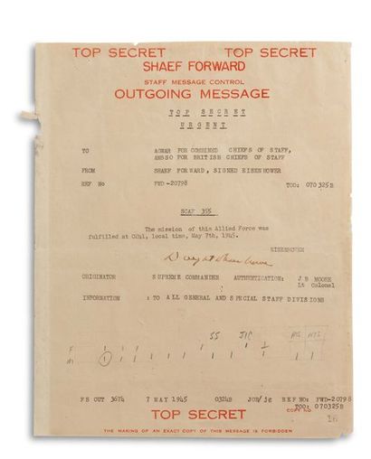 EISENHOWER DWIGHT DAVID (1890-1969). Signed typed note, signed « Dwight D. Eisenhower...
