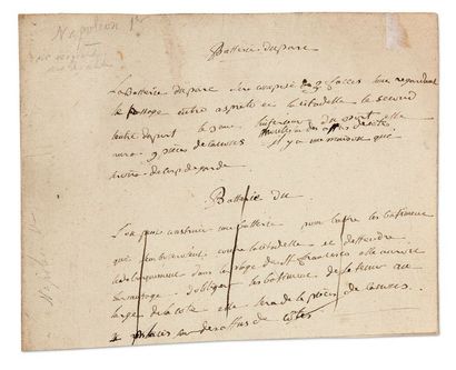 Napoléon Ier (1769-1821) MANUSCRIT autographe, [mars ? 1794]; 1 page oblong petit...