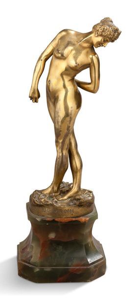 Jean-Léon GEROME (1824-1904) La joueuse de boules
Epreuve en bronze à patine dorée,...