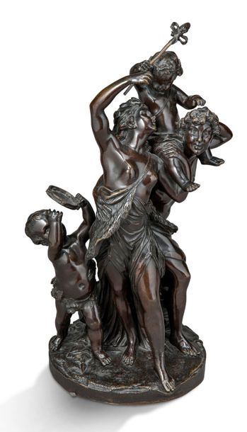 D'après Claude Michel, dit CLODION (1738-1814) Bacchanale
Groupe en bronze à patine...