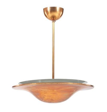 TRAVAIL ART DECO Hanging lamp
Copper, glass
56 x 49 cm.
1930