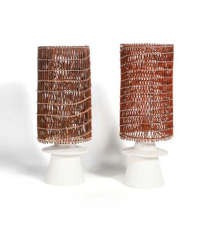 TRAVAIL FRANÇAIS Pair of lamps
Plaster, wicker
H.: 49 cm.
Circa 2000
