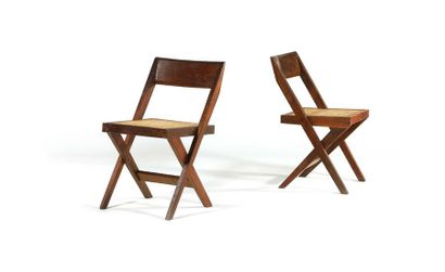 PIERRE JEANNERET (1896-1967) & EULIE CHOWDHURY (1923-1995) 
Chaise dite Library chair
Teck,...