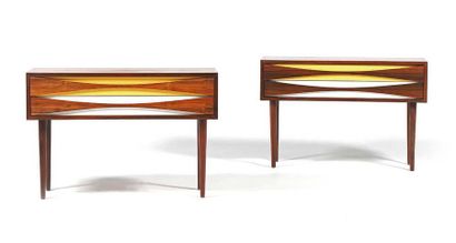 ARNE VODDER (1926-2009) 
Pair of bedside tables
Rosewood, wood
55 x 80 x 32 cm.
Sibast,...