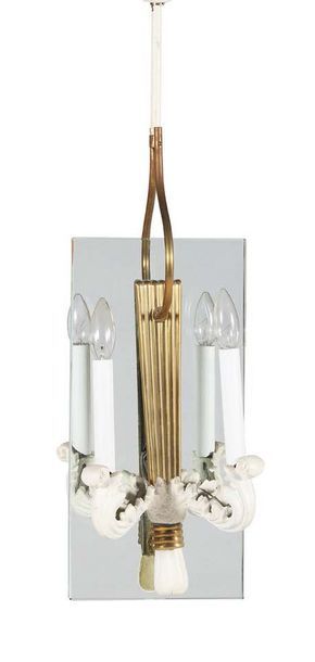 TRAVAIL ITALIEN Hanging lamp
Glass, brass, metal
H. 70 cm.
Circa 1960