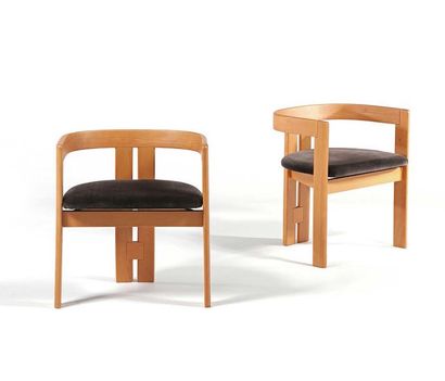 AFRA (1937) & TOBIA (1935) SCARPA Pair of armchairs called Pigreco
Wood, cotton canvas
72...