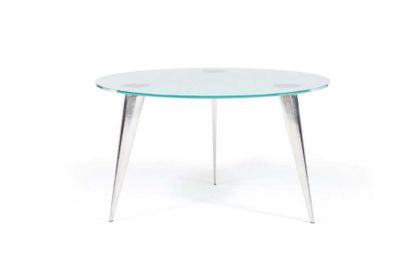 PHILIPPE STARCK (1949) 
J-table from the Lang series
Aluminium, glass 72.5 x 130...