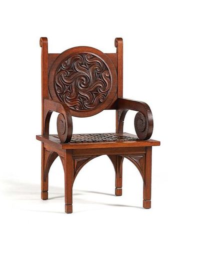 JACQUES PHILIPPE (1896-1958) 
Fauteuil
Chêne, cuir
110 x 66 x 63 cm.
1930