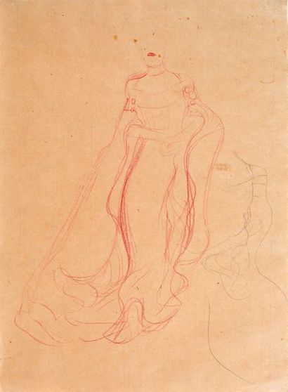 KLIMT Gustav (1862-1918) 
DESSIN original, [Étude pour un portrait de femme, vers...