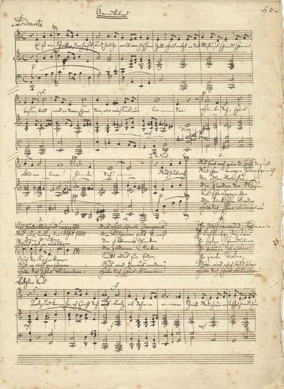 MENDELSSOHN-BARTHOLDY Felix (1809-1847) 
MANUSCRIT MUSICAL autographe, Aerndtelied,...