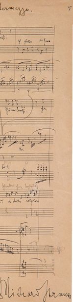 STRAUSS Richard (1864-1949) 
MANUSCRIT MUSICAL autographe signé «Richard Strauss»,...