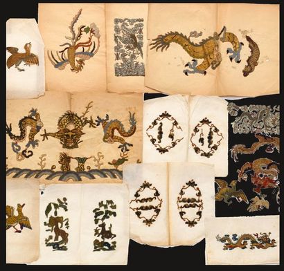 CHINE FIN XIXE-DÉBUT XXE SIÈCLE Set of ten sheets bearing decorative motifs to be...