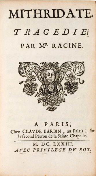 RACINE Mithridate. Paris, Claude Barbin, 1673. In-12, peau de truie rose estampée...