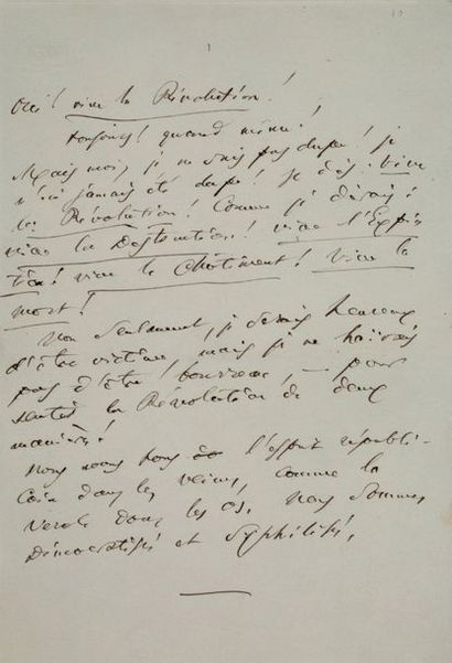 BAUDELAIRE Charles (1821-1867). 
MANUSCRIT autographe pour Pauvre Belgique !; 1 page...