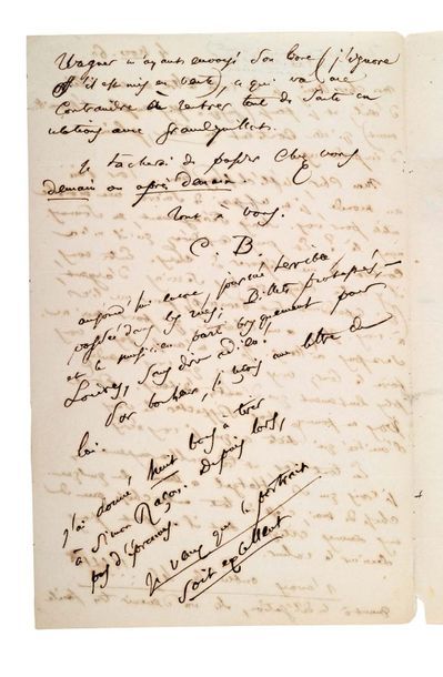 BAUDELAIRE Charles (1821-1867) 
Lettre autographe signée et monogrammée à l'éditeur...