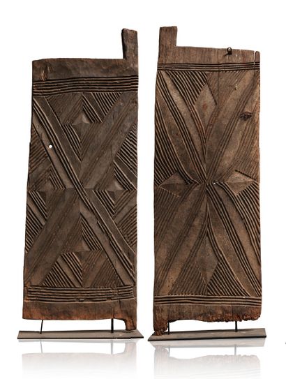 SUD-EST DU NIGÉRIA, AFRIQUE DE L'OUEST Ethnie Igbo 
Two carved doors made of iroko...