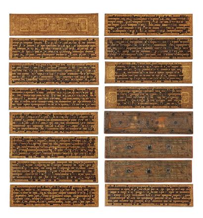 BIRMANIE XXe siècle Manuscrit bouddhique, comprenant 14 pages, orné des textes sacrés...