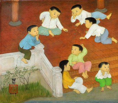 MAI trung THU (1906-1980) Joie de vivre II, 1963
Ink and color on silk, signed an...