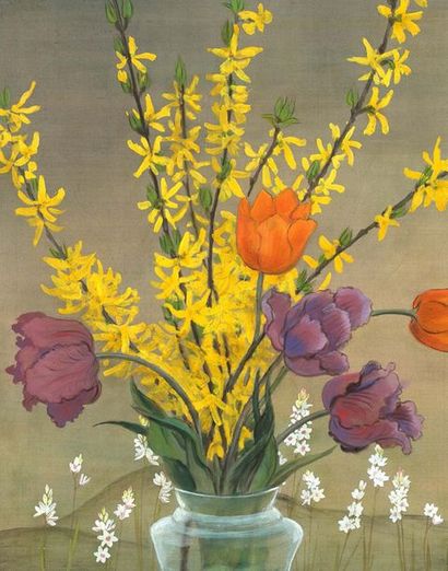 MAI trung THU (1906-1980) Bouquet de fleurs, 1959
Encre et couleurs sur soie, signée...