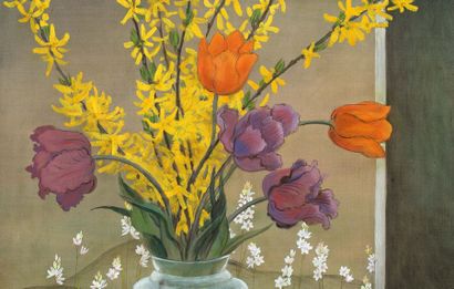 MAI trung THU (1906-1980) Bouquet de fleurs, 1959
Ink and color on silk, signed and...