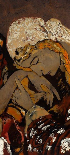 Alix AYMÉ (1894-1989) Descente de croix
Laquer on pannel
27 1/4 x 21 1/8 in.

PROVENANCE
Collection...