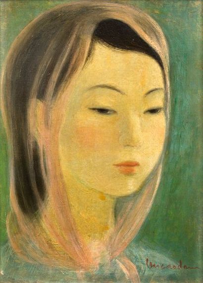 VU CAO DAM (1908-2000) Jeune femme
Oil on cardboard, signed lower right
13 1/4 x...