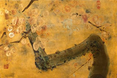 NGUYEN VAN MINH (1930-2014) La Branche, 1980
Lacquer and golden highlights, signed...