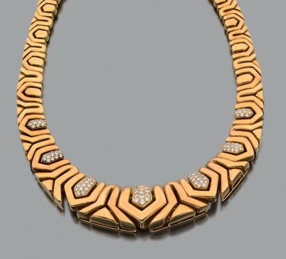 BOUCHERON 18k (750) gold necklace, brilliant-cut diamonds. Signed, numbered, original
case...