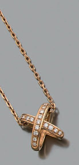 CHAUMET Pendant "link". Brilliant-cut diamonds, 18k (750) gold. Signed, numbered,...