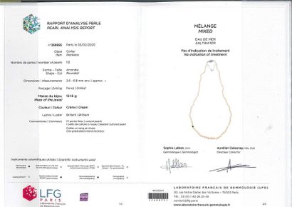 BOUCHERON "PERLES FINES"
Chute de 111 perles fines et 1 perle de culture. Beau fermoir...